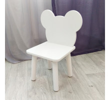 Стульчик детский деревянный "мишка". Высота до сиденья 27 см. Цвет белый. Арт. MD-27-M