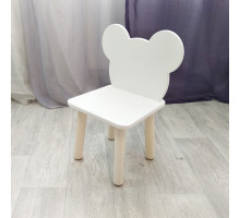 Стульчик для детей "Мишка". Высота до сиденья 27 см. Цвет белый с натуральным. Арт. MD-27-MN