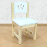 Стульчик деревянный детский из массива "Принцесса". Высота до сиденья 30 см. Цвет белый с натуральным. Арт. SN-30-p