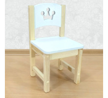 Стульчик деревянный детский из массива "Принцесса". Высота до сиденья 30 см. Цвет белый с натуральным. Арт. SN-30-p