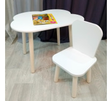 Комплект мебели. Детские стульчик Классика и столик облачко круглые ножки . Столик (столешница 70*50). Цвет белый с натуральным. Арт. KN7050-ON+LD-27-KN