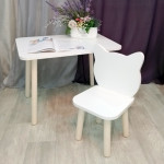 Комплект детской мебели столик и стульчик для детей "Котик". (Столешница травмобезопасные углы 70*50 см). Цвет белый с натуральным . Арт. KN7050W+MD-27-VN
