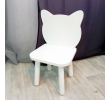 Детский стульчик "Котик". Высота до сиденья 27 см. Цвет белый. Арт. MD-27-V