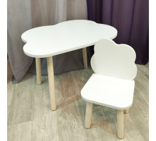 Комплект мебели. Детские стульчик и столик Облачко круглые ножки . Столик (столешница 70*50). Цвет белый с натуральным. Арт. KN7050-ON+LD-27-ON