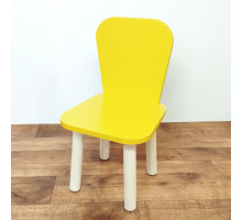 Стульчик для детей деревянный "Классика". Высота до сиденья 27 см. Цвет желтый с натуральным. Арт. LD-27-EN