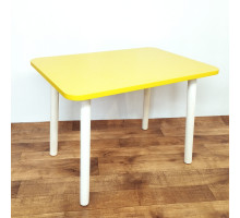 Столик для детей прямоугольный круглые ножки (Столешница травмобезопасные углы 70*50 см). Цвет желтый с натуральным . Арт. KN7050-E