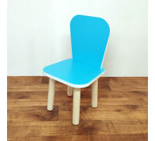 Детский стульчик деревянный "Классика". Высота до сиденья 27 см. Цвет голубой с натуральным. Арт. LD-27-BN