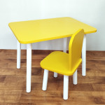 Детский столик и стул Классика для детей. (Столешница травмобезопасные углы 70*50 см). Цвет желтый белые ножки. Арт. KNW7050E+LD-27-EO