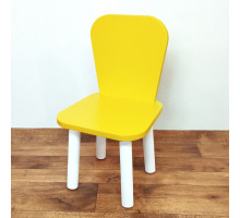 Детский стульчик деревянный  "Классика". Высота до сиденья 27 см. Цвет желтый белые ножки. Арт. LD-27-EO