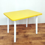 Детский стол прямоугольный для детей. (Столешница травмобезопасные углы 70*50 см). Цвет желтый белые ножки. Арт. KNW7050E