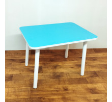 Прямоугольный стол для детей. (Столешница травмобезопасные углы 70*50 см). Цвет голубой белые ножки. Арт. KNW7050B