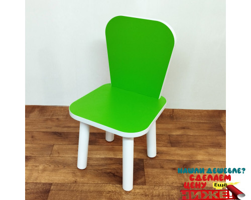 Детский деревянный стул "Классика". Высота до сиденья 27 см. Цвет салатовый белая кромка, ножки белые. Арт. LD-27-GWO в Минске