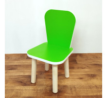 Детский деревянный стульчик "Классика". Высота до сиденья 27 см. Цвет салатовый белая кромка, ножки не окрашены. Арт. LD-27-GWN