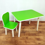 Комплект мебели для детей прямоугольный стол и стульчик Классика для детей. (Столешница травмобезопасные углы 70*50 см). Цвет салатовый белая кромка,ножки не окрашены. Арт. KN7050-GW+LD-27-GWN