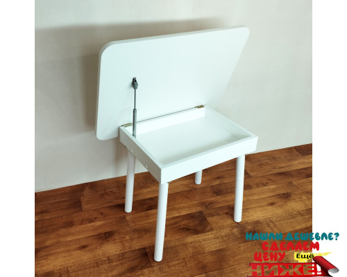 Детский прямоугольный столик с местом для хранения (Столешница травмобезопасные углы 70*50 см). Цвет белый Арт. KSJ7050-W в Минске