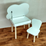 Детский комплект деревянный стол облачко с местом для хранения и стул Классика. (Столешница травмобезопасные углы 70*50 см). Цвет белый с натуральным. Арт. KSJN7050-OW+LD-27-KN