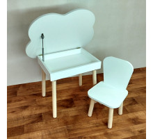 Детский комплект деревянный стол облачко с местом для хранения и стул Классика. (Столешница травмобезопасные углы 70*50 см). Цвет белый с натуральным. Арт. KSJN7050-OW+LD-27-KN