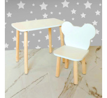 Cтол и стул детский деревянный. Столешница ЛДСП 60*40 см. Цвет белый с натуральным . Арт. KN6040W+MD-27-MN